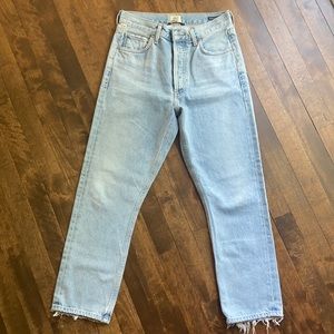 Citizen of Humanity high rise, straight leg, in that perfect light blue denim.